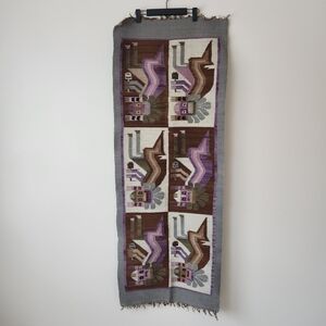 Handwoven Wool Fiber Bohemian Inca Tapestry - Purple and Brown
